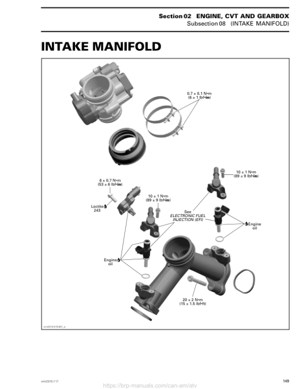 ATV 2015 OUTLANDER 6X6 (Intake Manifold) Shop 04cF7JAAU SM51Y015S01 vmr2015 117 Manual