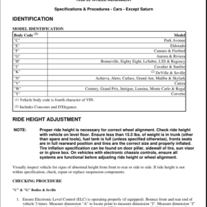 Wheel Alignment Specifications & Procedures Manual