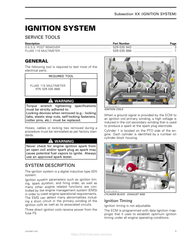 SSV 2019 Ignition System Maverick Shop Supp 219100971 019 Manual