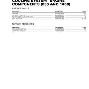 ATV 2019 Cooling System Engine Components (650 and 1000) Outlander Shop Supp 219100991 012 Manual