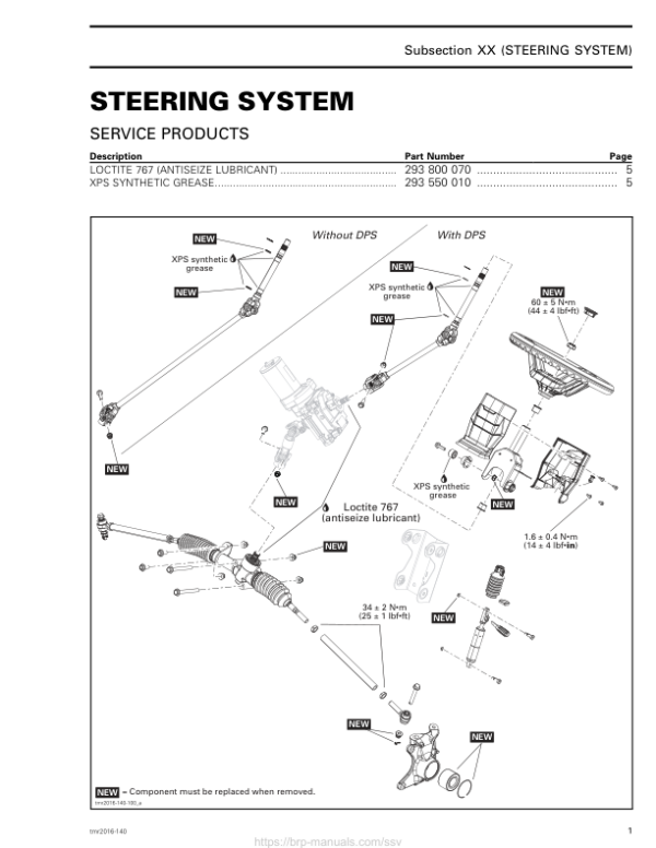 SSV Steering System (Defender) Shop tmr2016 140 Manual