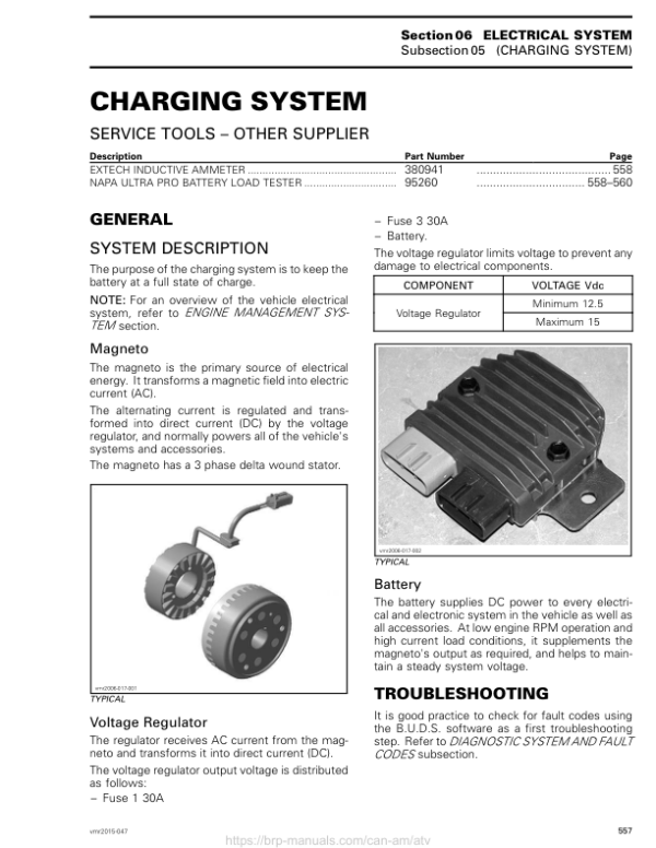 ATV 2015 OUTLANDER L (Charging System) Shop 04cE5qAAE SM51Y015S01 vmr2015 047 Manual