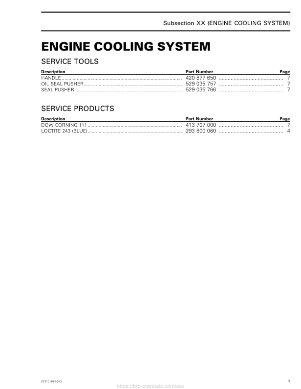 SSV MY20 Engine Cooling System HD5 (Defender suppl.) 219101010 013 en Manual