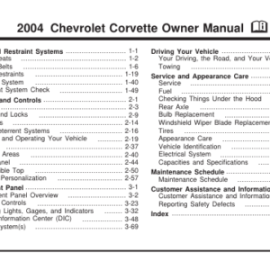 2004 Chevrolet Corvette Owner Manual