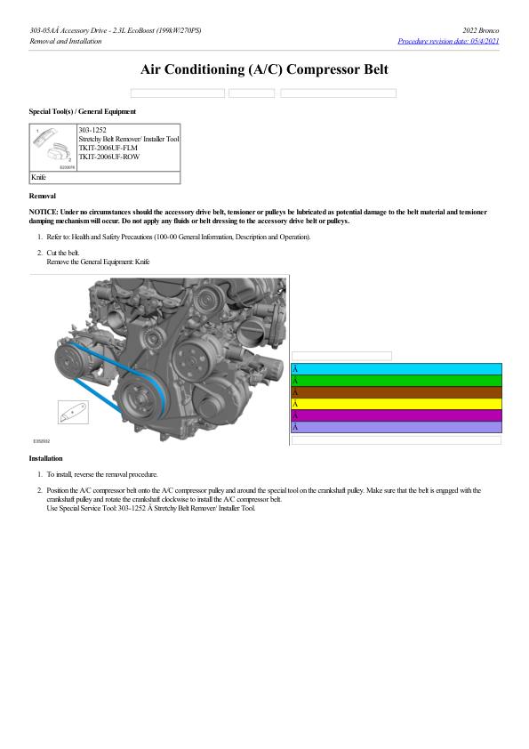 Air Conditioning (A C) Compressor Belt G2221950 Manual