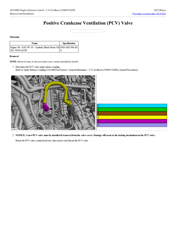 Positive Crankcase Ventilation (PCV) Valve G2223879 Manual