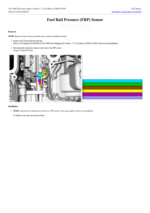 Fuel Rail Pressure (FRP) Sensor G2193582 Manual