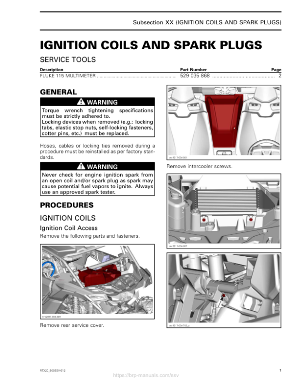 SSV 2020 Ignition Coils and Spark Plugs Repair RTX20 900SSV 012 en Manual