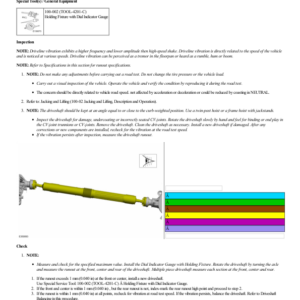 Driveshaft Runout and Balancing G2222585 Manual