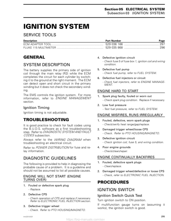 SSV S05 SS03 Ignition System Shop Commander Version 9BA tmr2013 031 Manual