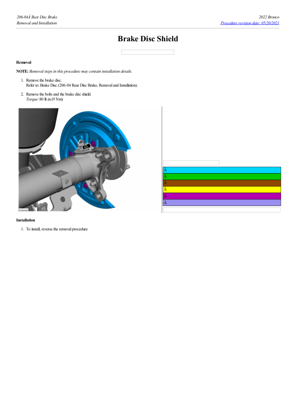 Brake Disc Shield G2223117 Manual