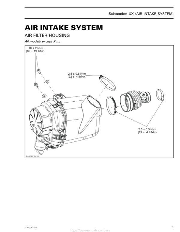 SSV MY20 Air Intake System (Maverick suppl.) 219101007 005 en Manual