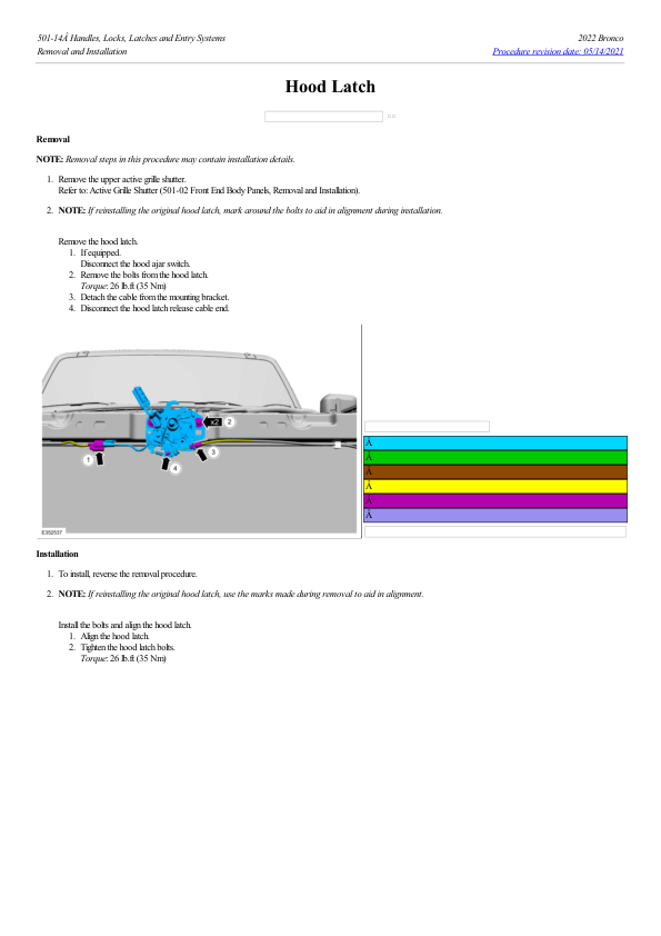 Hood Latch G2219418 Manual