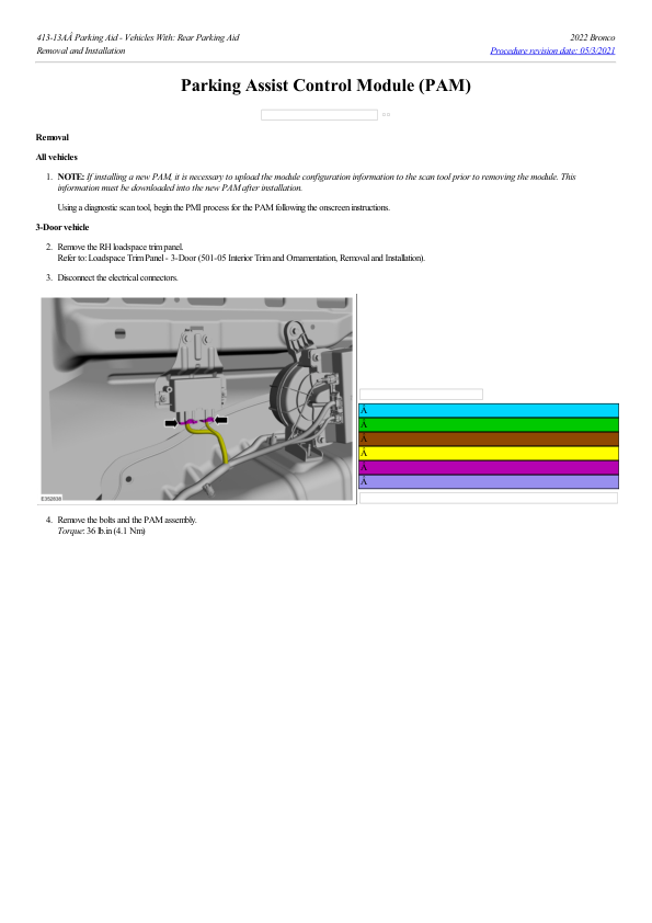 Parking Assist Control Module (PAM) G2226420 Manual