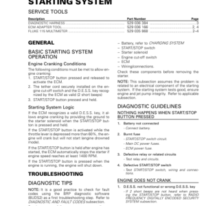 Starting System LINE UP SEA DOO Manual