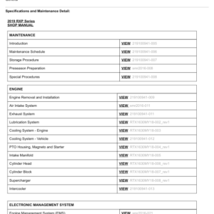 2019 RXP Series Shop (Contents) 135839 SM21Y019 en Manual