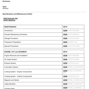 SSV 2020 Defender 6x6 (Table of Contents)136823 Manual