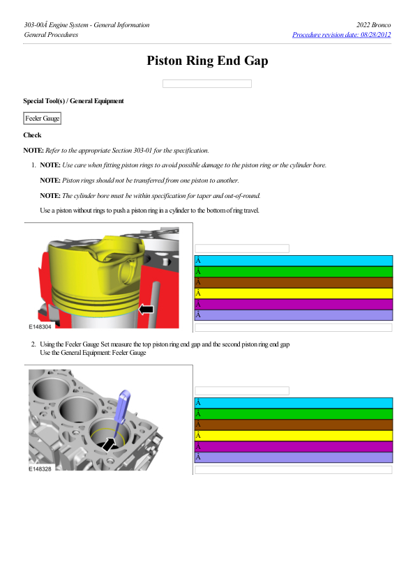 Piston Ring End Gap G2219091 Manual