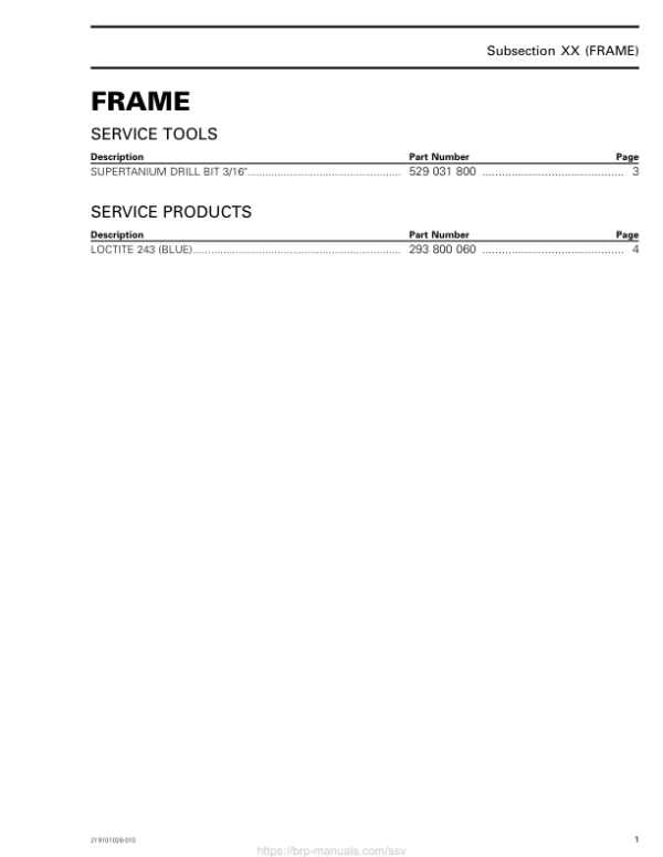 SSV Frame (Defender 6x6) Shop 219101026 010 Manual