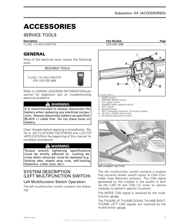 Road 2020 Accessories 219101011 015 Manual