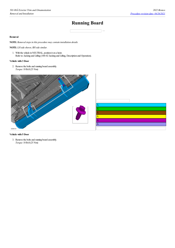 Running Board G2223542 Manual