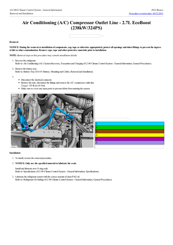 Air Conditioning (A C) Compressor Outlet Line 2.7L EcoBoost (238kW 324PS) G2214272 Manual