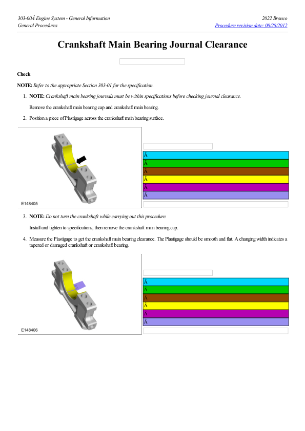 Crankshaft Main Bearing Journal Clearance G2219079 Manual