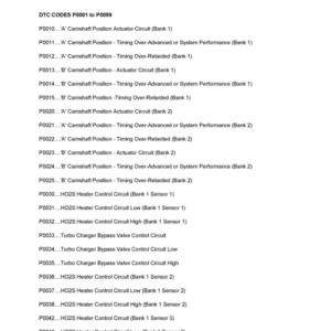 GENERIC TROUBLE CODES 0000 0099 Manual