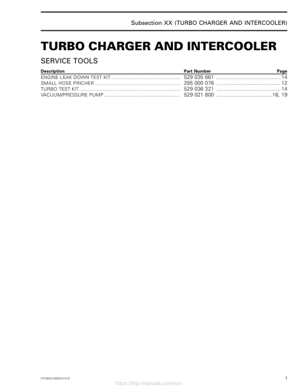 Rotax SSV (Turbo) 903 suppl. RTXCARBSSV 010 en Manual