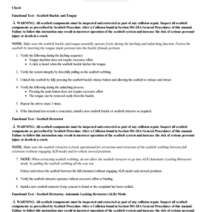 Seatbelt System Functional Tests G2219505 Manual