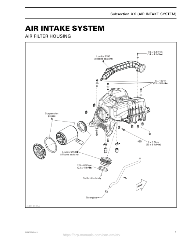 ATV MY18 Air Intake System 219100885 013 Manual