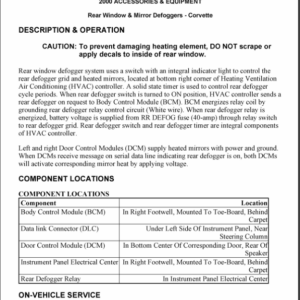 2000 REAR WINDOW DEFOGGER Manual