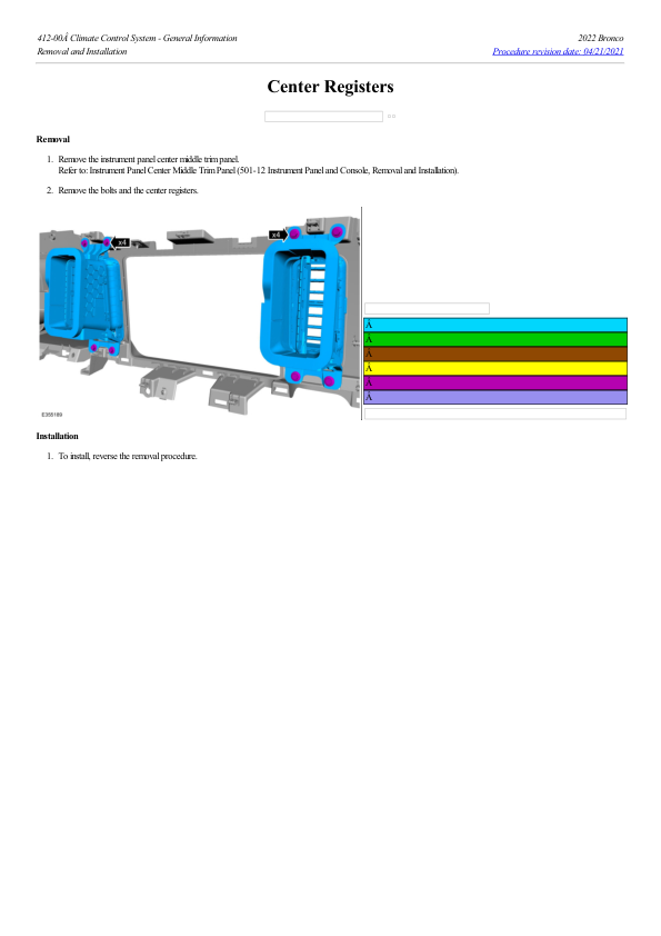 Center Registers G2222225 Manual