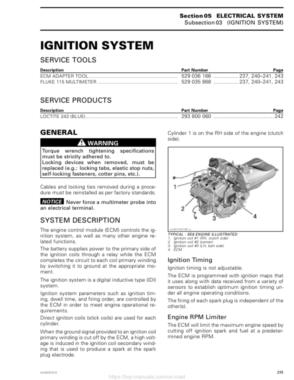 ROADSTER Ignition System (RT SUPPLEMENT) Shop 03aAePAAU SM61Y015S10 en Manual