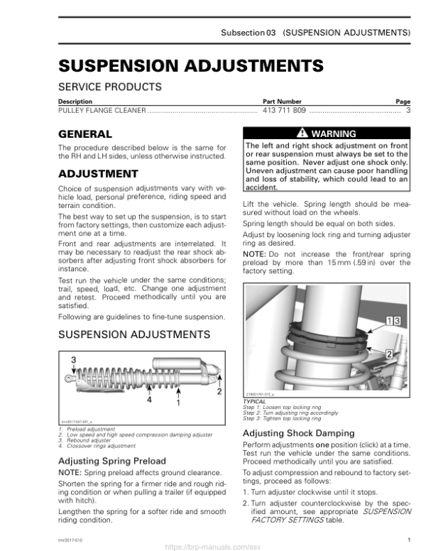 SSV Suspension Adjustments (Maverick X3 MAX) Shop tmr2017 510 Manual