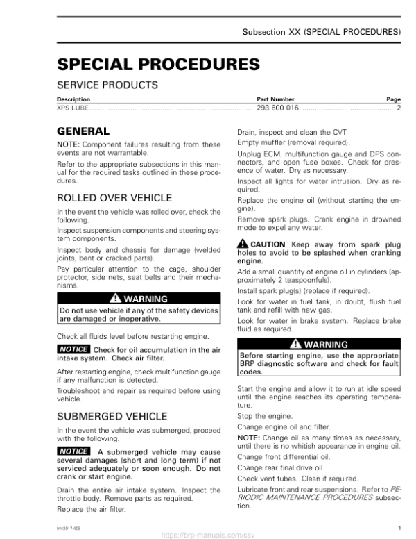 SSV 2017 Special Procedures (Defender HD5) Shop tmr2017 409 Manual