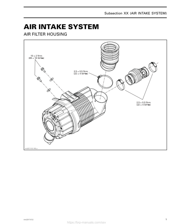 SSV 2017 Air intake system (Maverick X3) Shop tmr2017 012 Manual