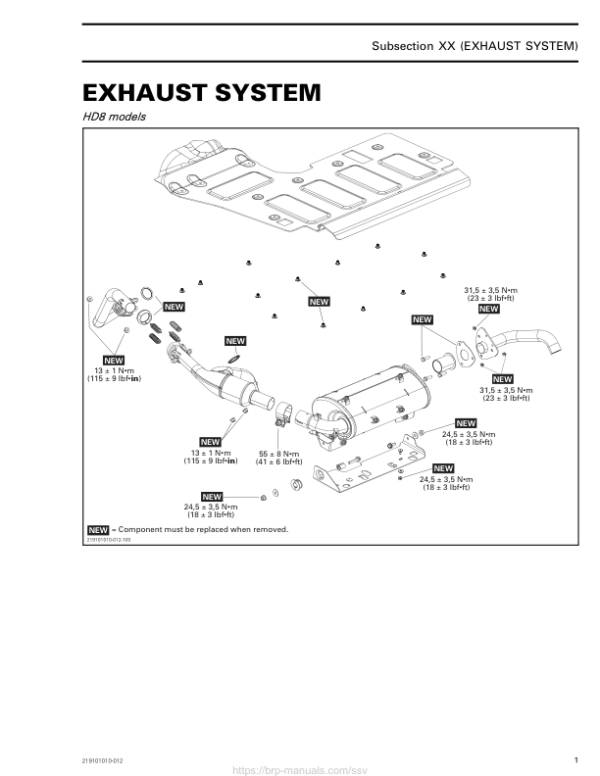 SSV MY20 Exhaust HD8 HD10 (Defender suppl.) 219101010 012 en Manual