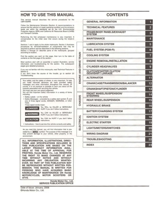 Honda CBR 1000 RR 08 pdf Manual - Image 3