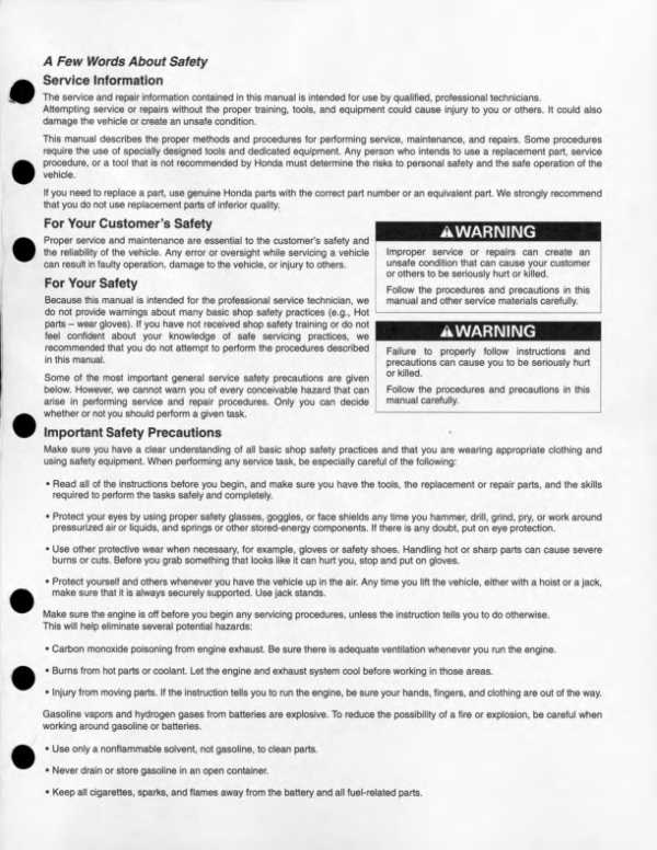 2004 HondaCommonServiceManual 03 Manual - Image 3