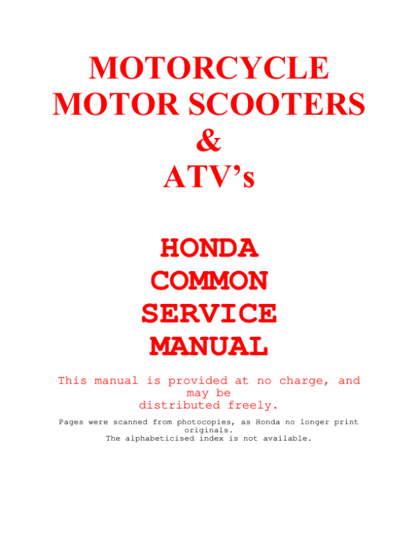 Honda Common Motorcycles Manual