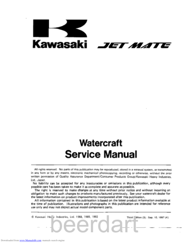 Kawasaki JET MATE Manual - Image 3