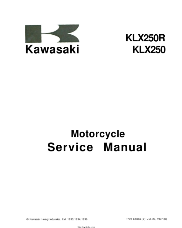 Kawasaki KLX250 and KLX300 Manual