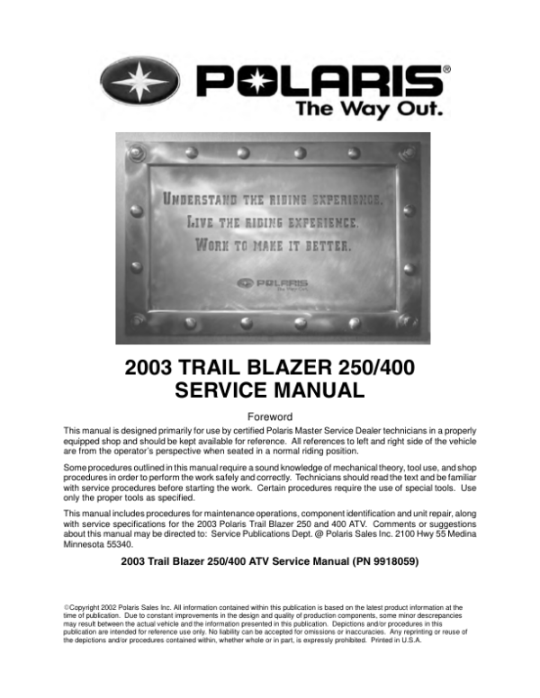 2003 Download 19281722 Trail Blazer 250 400 Atv Repair pdf Manual - Image 2