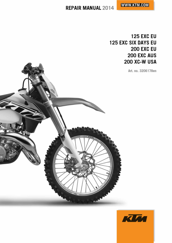 2014 KTM 1 125 200 EXC XC W Manual