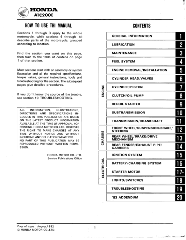 1982-1983 Big ATC200E Red Manual - Image 3