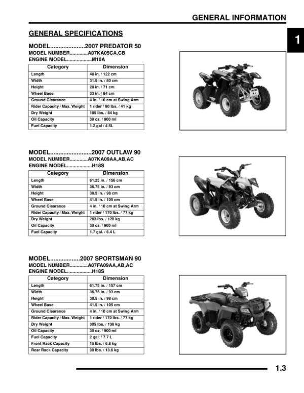 2007 predator 50 outlaw 90 sportsman 90 pdf Manual - Image 3