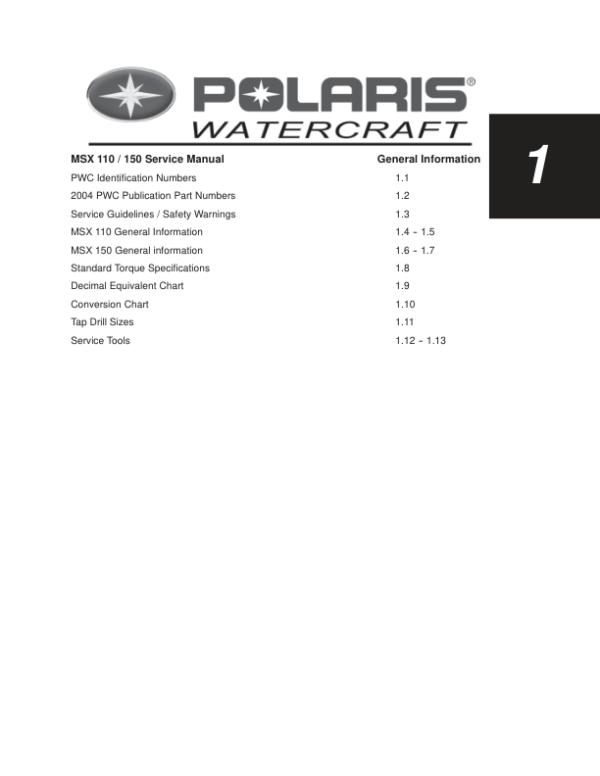 2003-2004 Polaris MSX110 MSX150 Personal Watercraft [en] Manual - Image 3