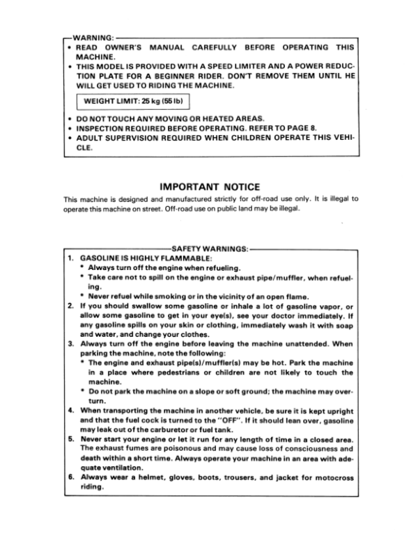 1985-1989 Yamaha PW50 Zinger Manual - Image 3