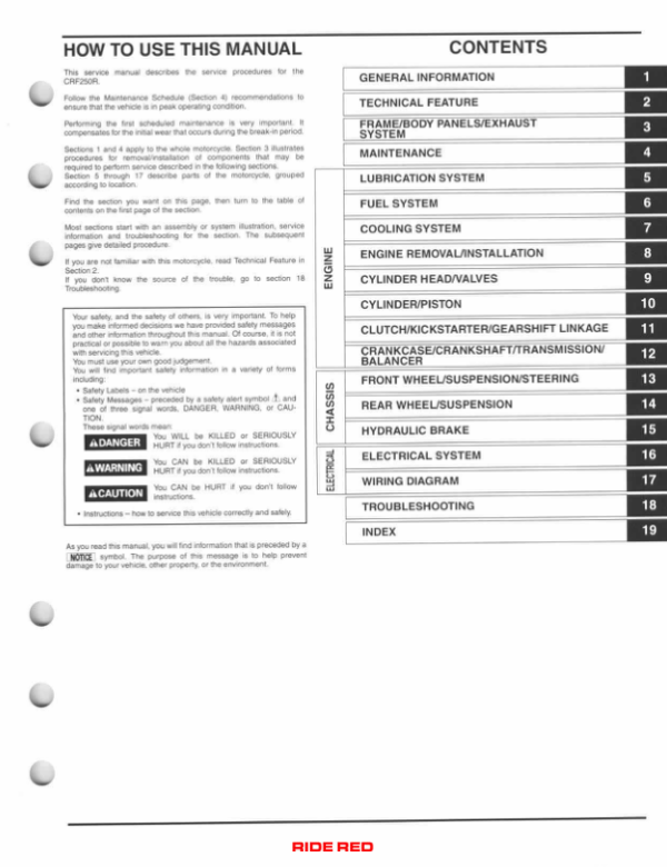 2004-2009 Honda CRF250R Repair 61KRN05 Manual - Image 3